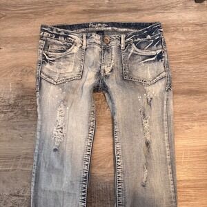 Amethyst Jeans Womens Size 11 Bootcut Flare Distressed Light Wash Denim